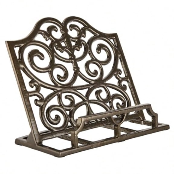 Cookbook Stand Cast Iron Heavy-Duty Recipe Book Holder Kitchen Vintage Recipe Book Holder Reading Rest Holder for Easel/Counter/Books/Magazine/iPad/Bible Classic Coffee Gold