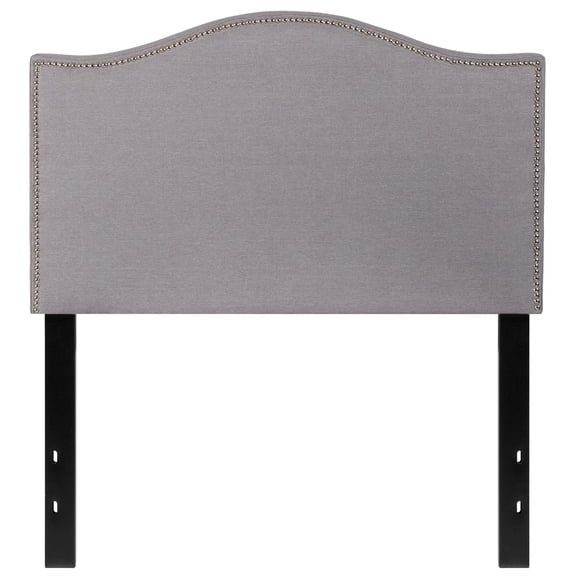 Pemberly Row Modern Upholstered Twin Panel Headboard in Light Gray