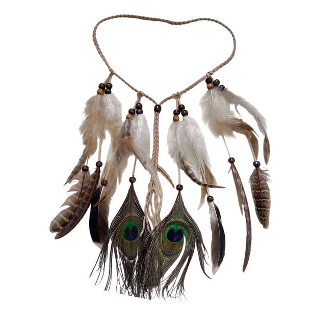 Diadema india con plumas para disfraces, tocado con plumas para mujeres y niñas