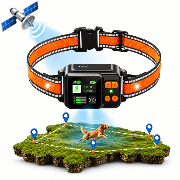 Kawiwi GPS Wireless Dog Fence System, 49-6561 ft Adjustable Range, IPX7 Waterproof Rechargeable GPS Boundary Collar with Circular and Custom Polygon Fence Modes for Dogs 15-120 lb