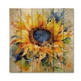thumbnail image 3 of Designart "Yellow Blue Golden Cheerful Sunflowers Radiant Blossoms" Floral Print on Natural Pine Wood, 3 of 5