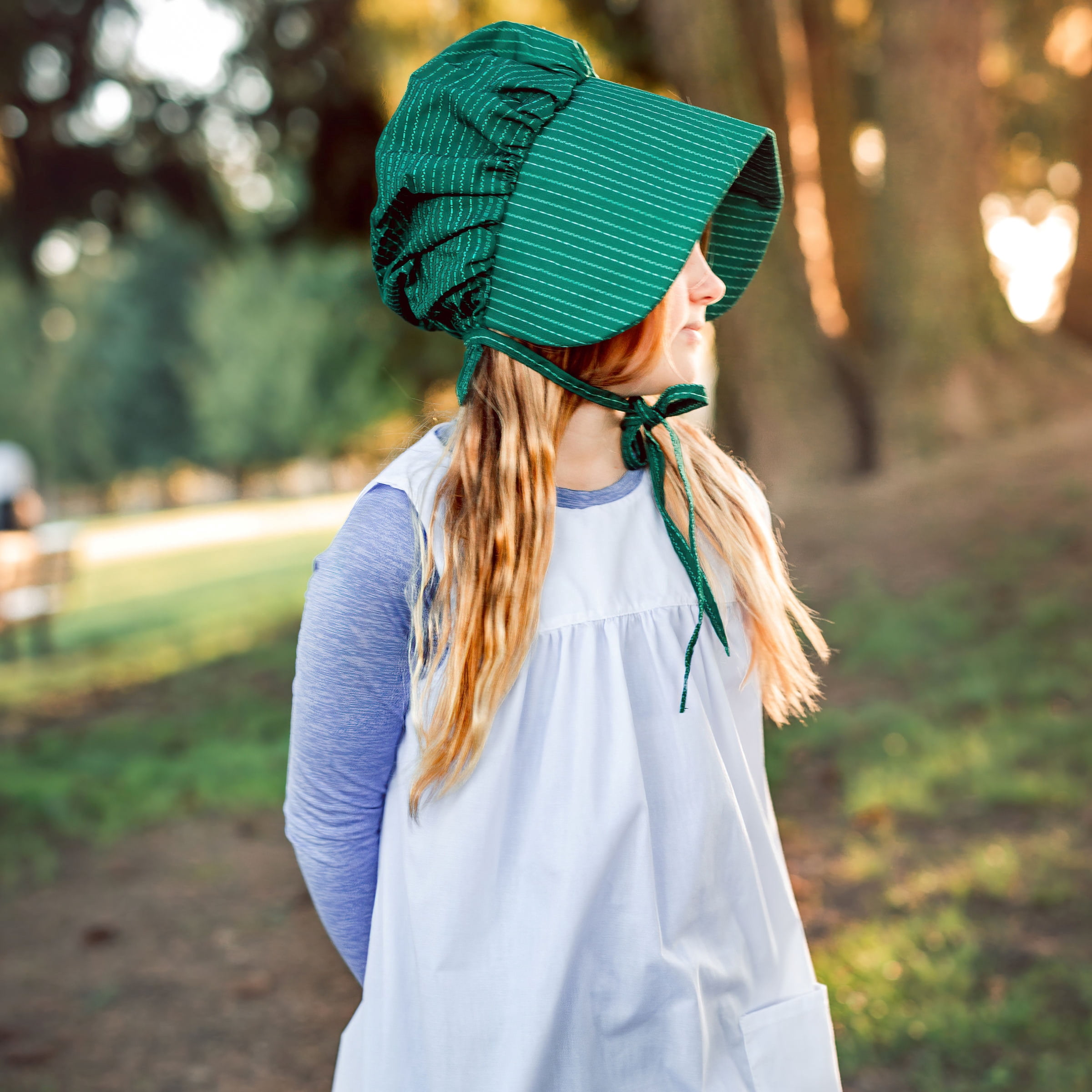 The Queen's Treasures Little House on the Prairie Child-Size Apron & Bonnet Costume Dress Up Set (Matching 18 in Doll Dress Sold Separately and Compatible with American Girl)