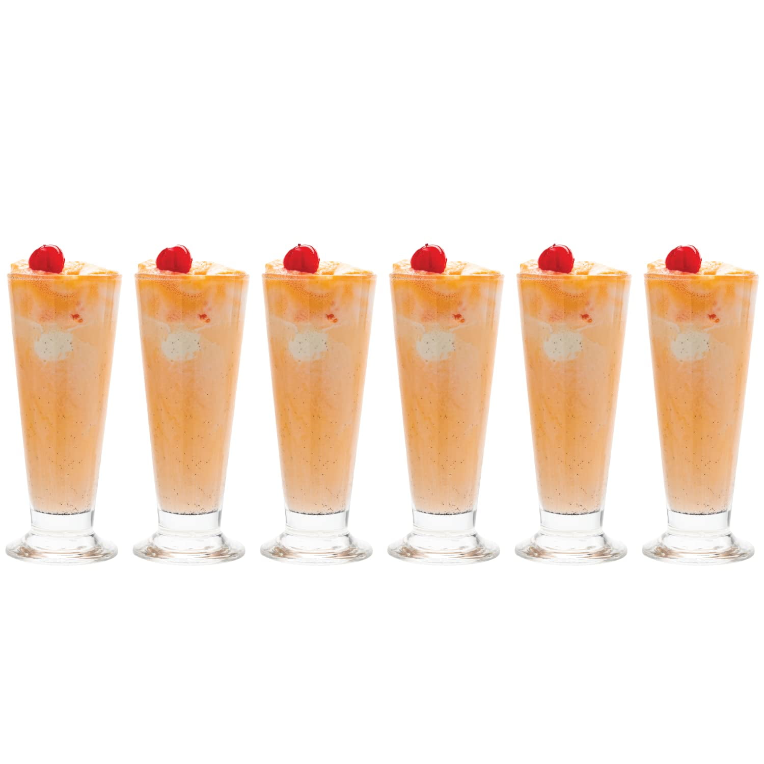 Vikko Footed Ice Cream Cups, 6.3 Ounce Milkshake Glasses, Thick and