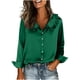 thumbnail image 5 of RKSTN Women's Satin Silk Blouses Tops Oversized Peter Pan Collar Button Down Long Sleeve T Shirts Womens Casual Solid Plus Size Turndown Collar Loose Comfy Business Tees Shirt Fall Spring Clothes, 5 of 8