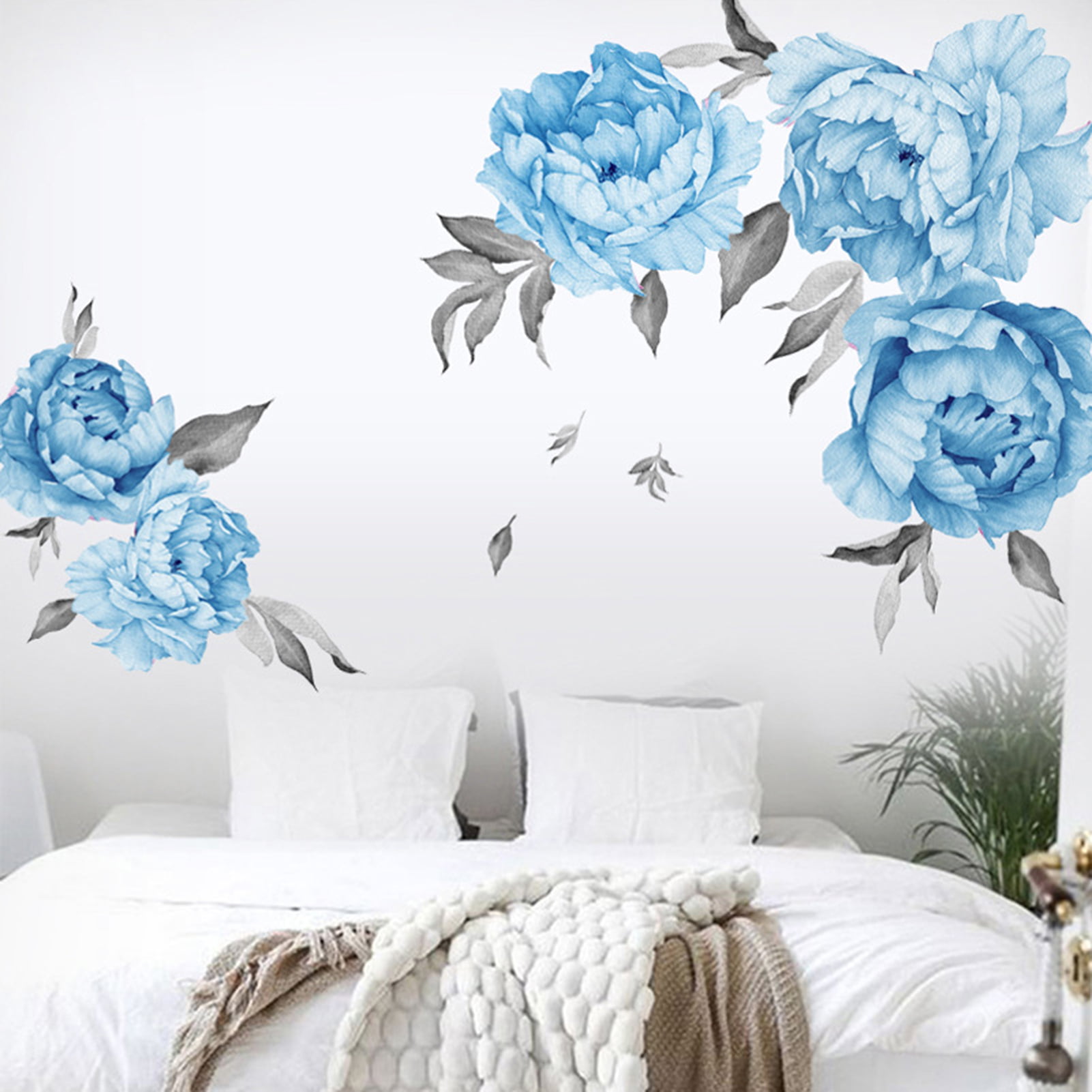 Blue Peony Rose Flower blossom wall sticker Baby Nursery Decor Mural