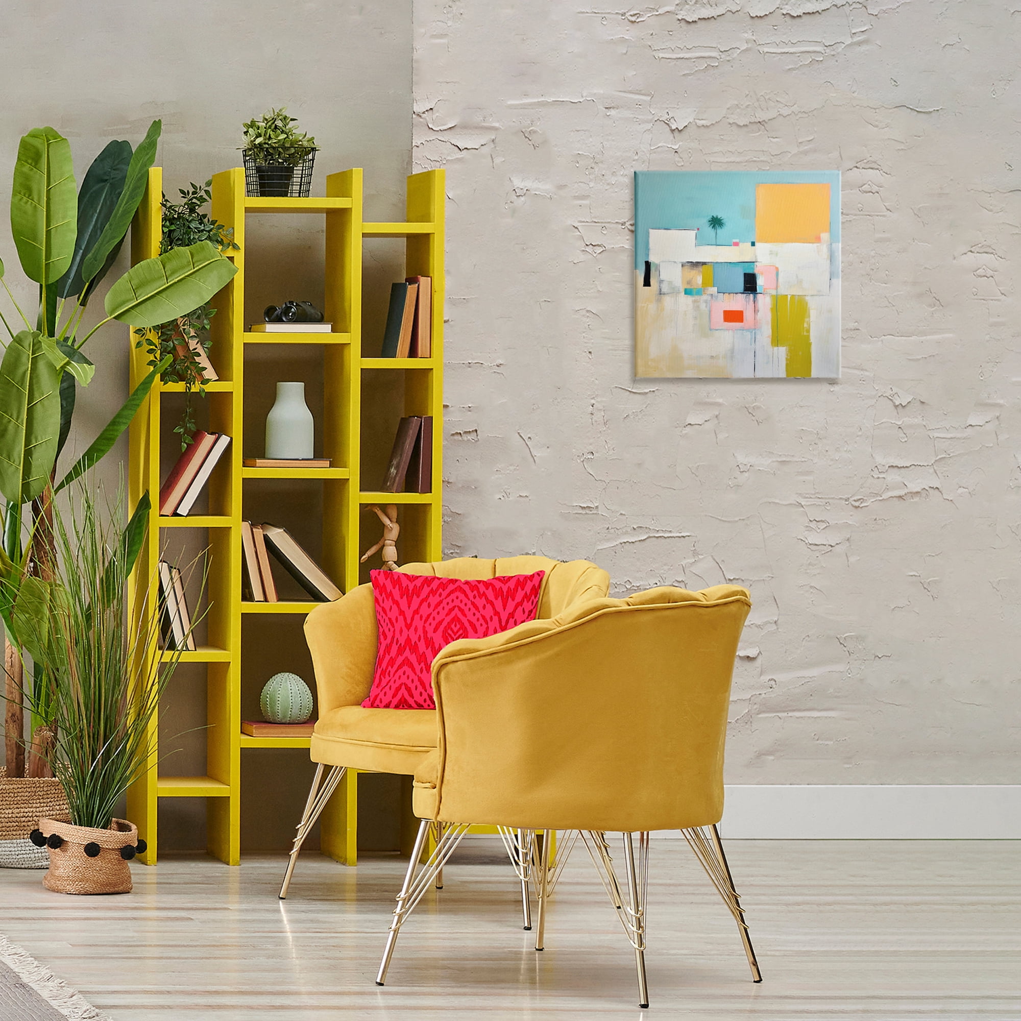 Stupell Industries Tropical Villa Abstraction Abstract Painting Gallery Wrapped Canvas Art Print Wall Art, 17 x 17