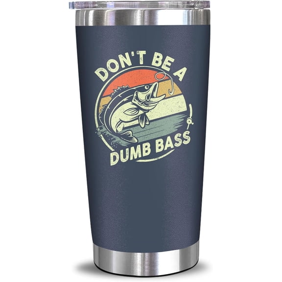 Neweleven Funny Fishing Tumbler 20oz – Gift for Father's Day for Dad, Husband, or Grandpa – Don’t Be a Dumb Bass Cup, Birthday Present for Men