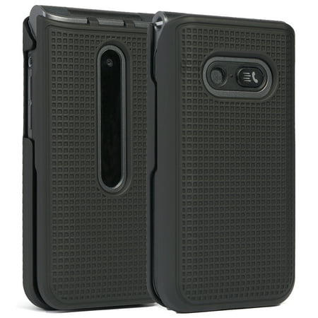 Case for LG Classic Flip, Nakedcellphone [Black] Protective Snap-On Hard Shell Cover [Grid Texture] for LG Classic Flip Phone L125DL
