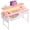 Pink, variant on 31Inch Office Computer Desk with LED Lights & 2 Fabric Drawers, Gaming Desk with Side Pocket & Ergonomic Monitor Stand, Small Space Study Writing Table with Anti-Tip Design,Black