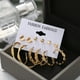 thumbnail image 5 of HomeKingdee 6-Piece Metal Earring Set - Creative Retro Geometric Round Earrings for Women for Various Occasions and Gifts, 5 of 6