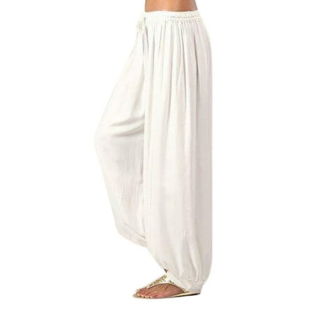 Women Solid Color Loose Harem Pants Yoga Pants Baggy Boho Jumpsuit ...