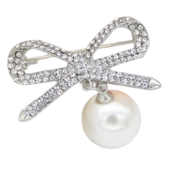 Sonducket Broche de perla con lazo, Pin de solapa esmaltado de imitación, joyería, broches de diamantes de imitación antivaciados para niñas, Type3 NO3