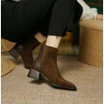 thumbnail image 4 of Fall Suede Ankle Boots For Women Square Toe Short Booties Chunky Low Heel Boots Side Zip Dressy Mid Calf Combat Riding Motorcycle Booties, 4 of 9