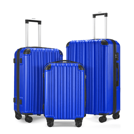 3-Piece Expandable Luggage Sets, ABS Spinner Suitcase Set with TSA Lock , Bright Blue