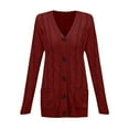 thumbnail image 5 of IROINNID Faux Fur Coat for Women Knitted Fall and Winter Front Open Button Down Cardigans Warm Leisure Solid Basic Cardigan with Pocket,Burgundy, 5 of 5