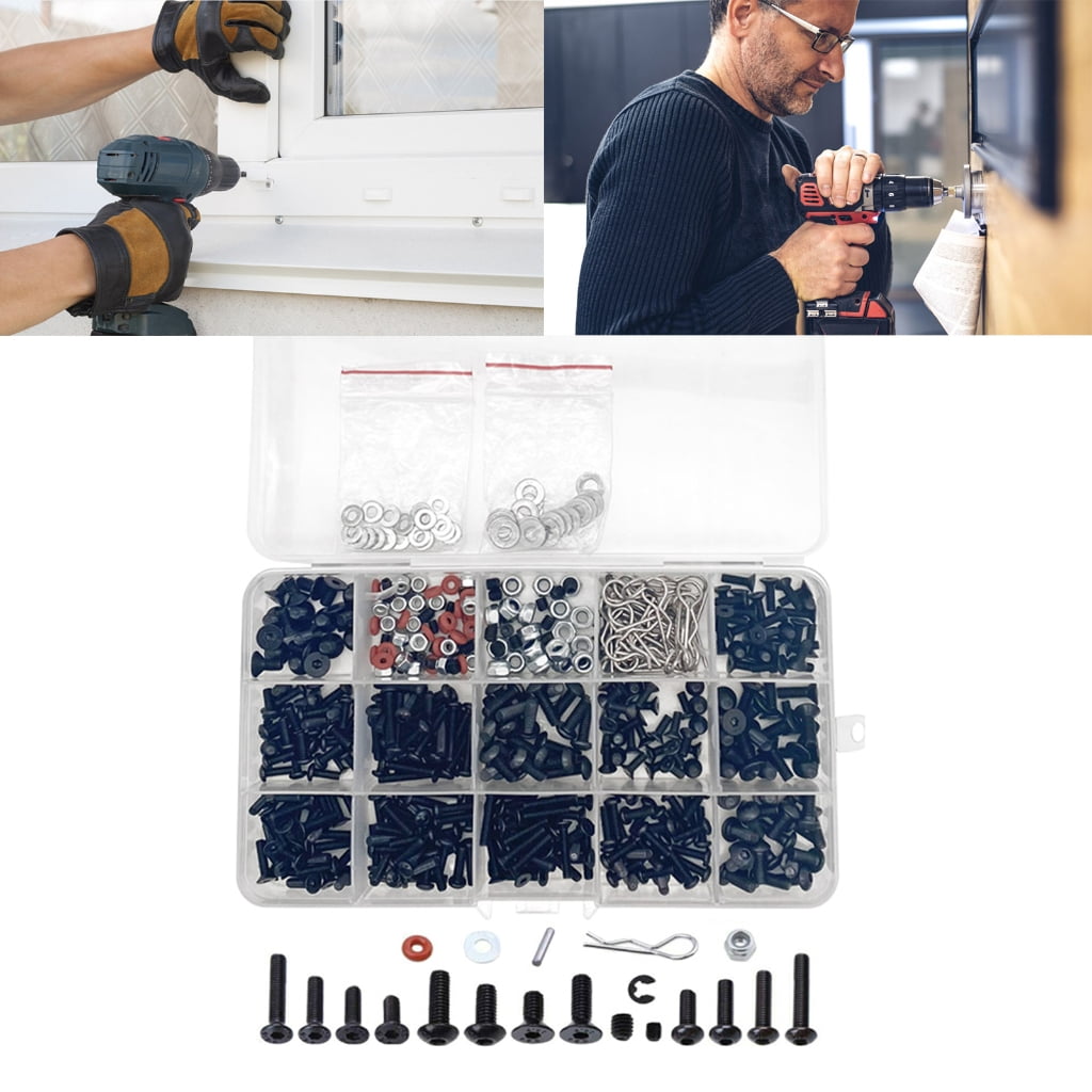 Pack of 520 Hardware Fasteners set Universal Remote Screw set Screws Assortment Set fit for 1/8 1/10 1/12 1/16 Scale Car