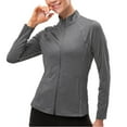 thumbnail image 3 of dazeni Women's Cropped Athletic Full Zip Jacket Long Sleeve Workout Running Jacket Slim Yoga Track Jacket with Pockets, 3 of 7