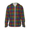 thumbnail image 1 of Fotbe Rainbow Houndstooth Chaqueta con Protección Solar UPF 50+ para Hombre y Mujer, Camisa con Capucha y Bolsillos-XX-Large, 1 of 7