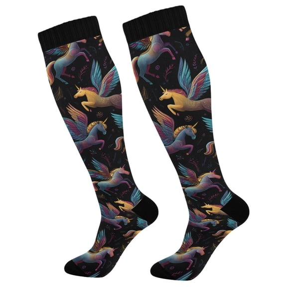 joogoo Beautiful Unicorns Magic Socks Women Men Knee High Sock