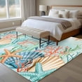 thumbnail image 4 of 8x10 Area Rugs for Living Room, Ocean Starfish Seaweed Non Slip Area Rugs for Kitchen Bedroom Entryway, Summer Coastal Beach Shell Coral Teal Washable Carpet Runner Rug Floor Mats for Bedroom, 4 of 8