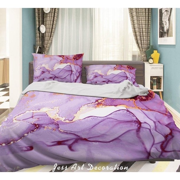 3D abstracto púrpura suave edredón ropa de cama Set Funda Nórdica Fundas de almohada Lxl
