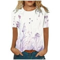 thumbnail image 2 of Aloohaidyvio Tops,Womens Short Sleeve Round Neck Printed Loose Tops Blouse T-shirt, 2 of 5