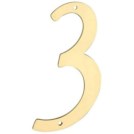 Brass 3 Address Numbers Accessory - National Hardware 7177819 5 in. Solid Brass House Number 3