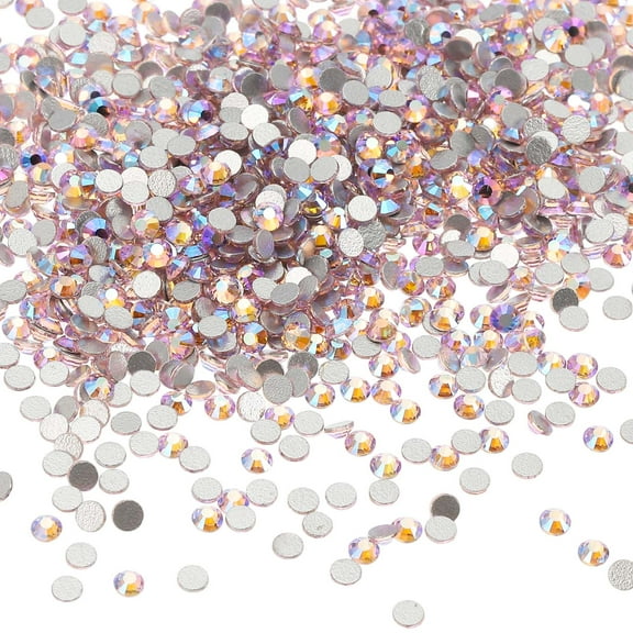 Uxcell SS10 Round Flatback Rhinestones 2.7-2.9mm Crystal Glass Gems Diamonds for DIY Crafts Clothes Shoes Nail Art Decoration, Light Pink AB 2880Pcs