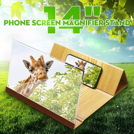 Kadell 14'' 3D Mobile Phone Screen Magnifier Wood Stand Bracket Expander Eyes Protection Freehand Display HD Video Amplifier Christmas Gifts