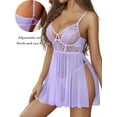 thumbnail image 2 of Avidlove Women Lingerie Sexy Lace Nighty V Neck Mesh Nightwear Side Slit Chemise Nightdress Sleepwear S-XXL, 2 of 4