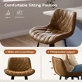 thumbnail image 5 of Bar Stools Set of 2, 26 Inch Counter Height Bar Stools with Back and Extra‑Wide Heavy‑Gauge Metal Legs, Modern Faux Leather Upholstered Barstools for Kitchen Island, Counter, Brown, 5 of 7