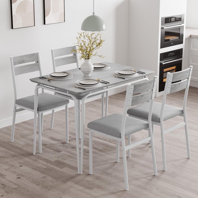 Yiwa 5-Piece Kitchen Table Set, Table and 4 Chairs, Space-Saving Dining Table Set for Apartment or Dinette, Multiple Color Options