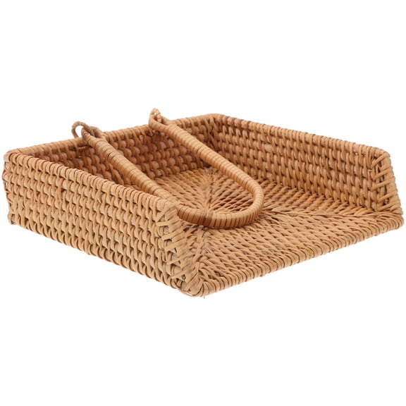 Rustic Rattan Napkin Holder Woven Basket for Farmhouse Decor Guest Towel Tray Tissue Box Storage