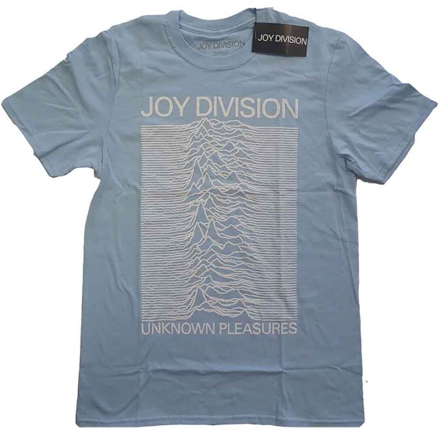 Joy Division T-Shirt Unisexe Plaisirs Inconnus Blanc sur Bleu