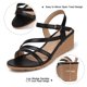 thumbnail image 4 of Sandalias SHIBEVER con cuña negras de verano para mujer, talla 8.5, 4 of 7
