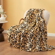 Cozy Bliss Leopard Print Throw Blanket Plush Blanket, Brown Leopard, 50*60
