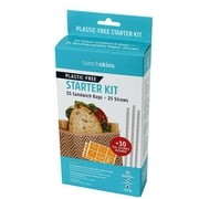 Lunchskins Plastic-Free Starter Kit Contains: 25 Compostable Paper Lunch Sandwich Bags   25 Biodegradable Paper Drinking Straws, 50Count