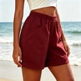 thumbnail image 3 of Womens Cotton Shorts High Waisted Comfy Athletic Solid Shorts with Pockets Loose Fit Daily Shorts, 3 of 6