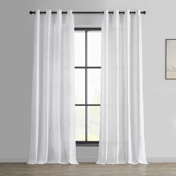 Rice White Grommet Heavy Faux Linen Curtain (1 Panel), Rice White, 50W X 120L
