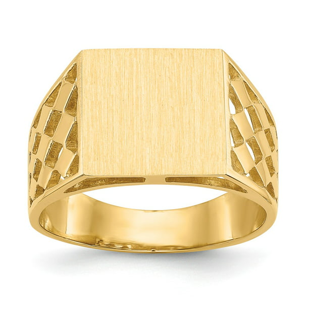 AA Jewels - Solid 14k Yellow Gold Men's Engravable Signet Ring (11mm ...