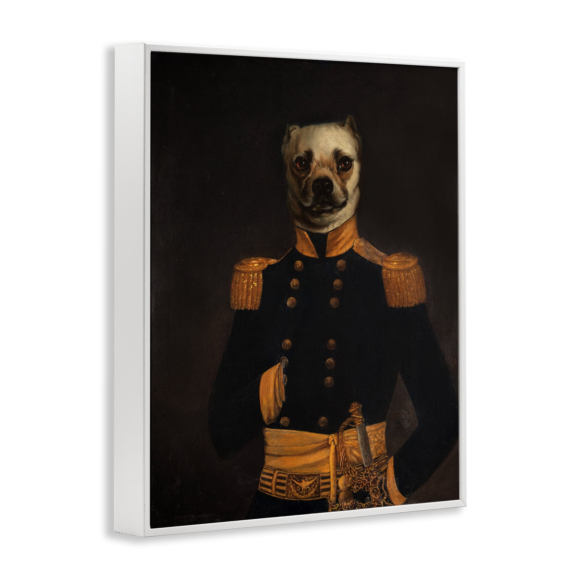 Stupell Industries Colonial Military Dog Animals & Insects Painting White Framed Art Print Wall Art, 24 x 30