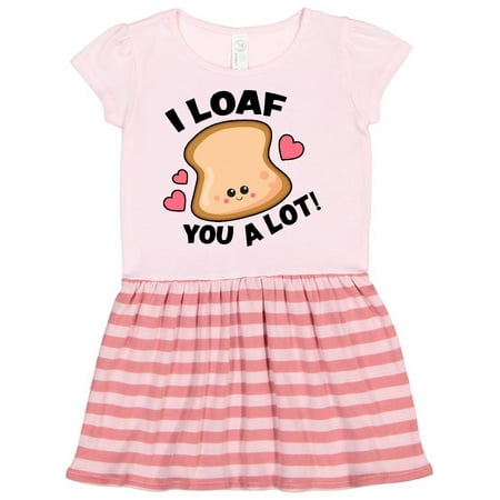 

Inktastic I Loaf You a Lot with Cute Bread Clip Art Gift Toddler Girl Dress