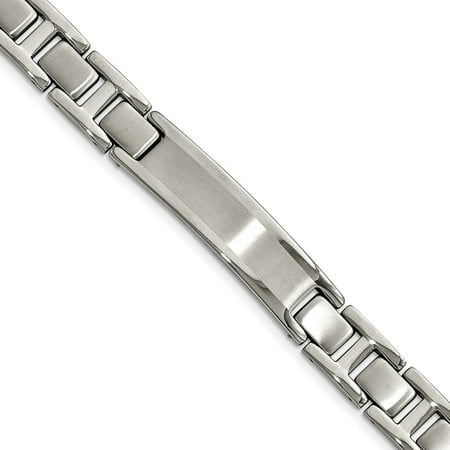Brushed Mens Link Bracelet - Stainless Steel Brushed and Polished 8.25 ID Link Mens Bracelet (12mm)