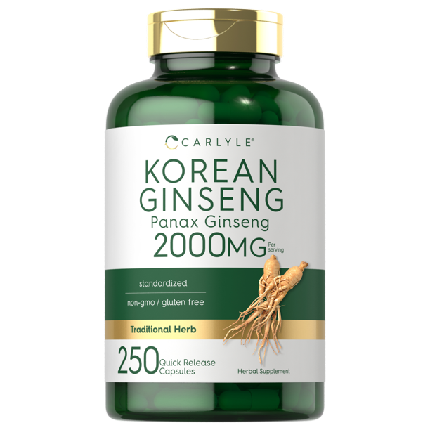 Korean Ginseng 2000 mg 250 Capsules Standardized Panax Ginseng by