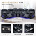 thumbnail image 4 of Power Reclining Sectional Recliner With Charging, Fabric Reclining Sectional Couch Sofa Electric Sectional Recliner USB Port, Cup Holder, Storage Console For Living Room, 4 of 8