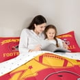 thumbnail image 5 of jejeloiu Football Sport Games Full Size Comforter Sets,Red Yellow Bedding Sets For Rugby Gamer Reversible 3pcs, 5 of 8