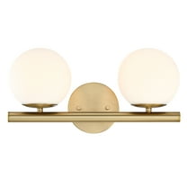 Designers Fountain Crown Heights 16 inch 2-Light Brushed Gold Bathroom Vanity Light Fixture with White Art Glass Shades, D252C-2B-BG