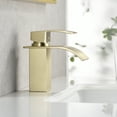 thumbnail image 6 of SUMERAIN Single Hole Modern Waterfall Bathroom Sink Faucet Lead-Free Stainless Steel Lavatory Faucet Brushed Gold, 6 of 12
