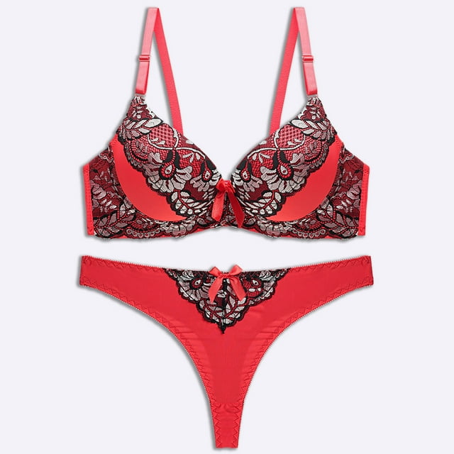 LSLJS Fashion Women with Steel Rings Print Sexy Lace Underwear Ladies Lntimates Set Lingerie Sets, Lingerie Sets