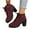 Wine |#13, variant on Women's Ankle Boots Thick Mid Heel Lace Up Round Toe Platform Ankle Booties Solid Versatile Comfortable Combat Boots (Gray,37)